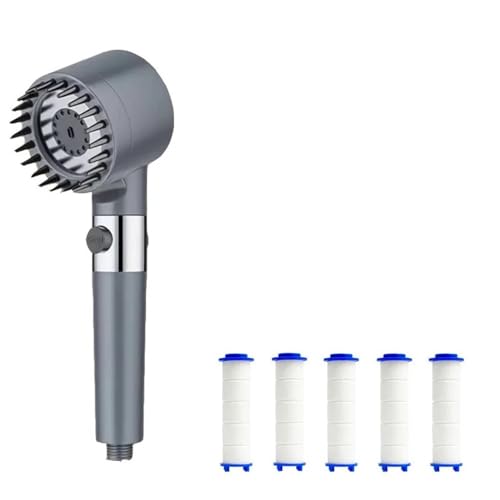 TCVCTNMZTX Dusche for Badezimmerzubehör Dreistufige Einstellung Duschkopf Druckkopf Massageknöpfe Filterset Duschteile Duschkopf(Grey suit A) von TCVCTNMZTX