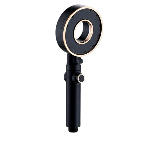 TCVCTNMZTX Hochdruck-Duschkopf for Stopp-Taste, 3 Modi, Handbrause, wassersparende Düse, Donut-Styling-Duschen, Badezimmer-Zubehör Duschkopf(Black shower) von TCVCTNMZTX