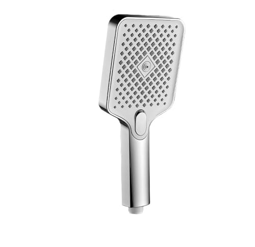 TCVCTNMZTX Hochdruck-Duschkopf for großem Durchfluss, schwarz, 4 Modi, quadratisch, wassersparende Sprühdüse, Massage-Regendusche, Badezimmerzubehör Duschkopf(Silver B) von TCVCTNMZTX