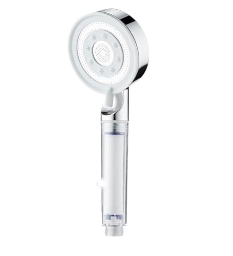 TCVCTNMZTX Schwarz-Silber-Duschkopf, Hochdruck, 5 Modi, wassersparende Düse, leistungsstarke, unter Druck stehende Spa-Handbrausen, Badezimmerzubehör Duschkopf(Silver clear) von TCVCTNMZTX