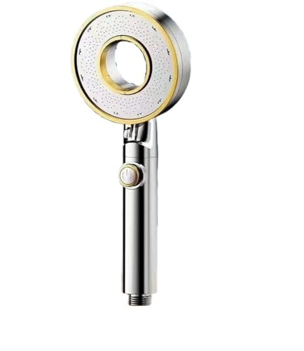 TCVCTNMZTX Schwarz Silber Weiß Hochdruck Dusche Kopf for Stopp Taste 3 Modi Einstellbare Wasser Sparen Spray Düse Bad Zubehör Duschkopf(Silver Shower) von TCVCTNMZTX