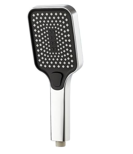 TCVCTNMZTX Silbergrauer schwarzer Duschkopf, 4 Modi, einstellbar, selbstreinigend, Ein-Tasten-Cut-Shift-Hochdruck-Duschköpfe, Badezimmerzubehör Duschkopf(Silver Shower) von TCVCTNMZTX