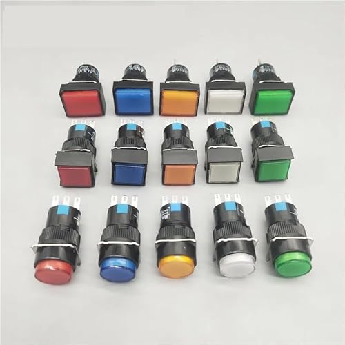 ElectronicSwitch 1pc 16mm LA16-11 Push Button Switch Self-locking/Latching 3 Pin NO+NC 1A/250VAC Square Yellow von TCYNNQVD
