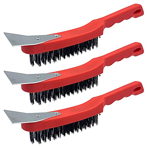 Drahtbürste Set, Mehrzweck-Stahlbürste mit Metallschaber und griffigem Kunststoffgriff - 29cm Stahldrahtbürste zur Rostentfernung und zur Reinigung von schweren Verschmutzungen (Drahtbürsten 3er Pack) Drahtbürste Set, Mehrzweck-Stahlbürste mit Metallschaber und griffigem Kunststoffgriff - 29cm Stahldrahtbürste zur Rostentfernung und zur Reinigung von schweren Verschmutzungen (Drahtbürsten 3er Pack) von TDBS The Dustpan and Brush Store