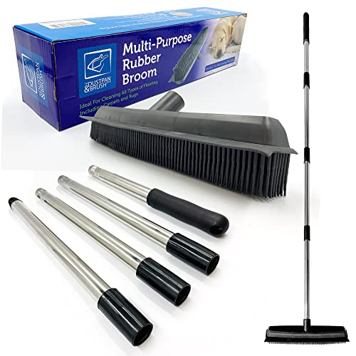 Gummibesen Teppichbürste Innenboden & Teppichfeger Silikonborste entfernt Hundehaare Katzenhaare Haustierhaare aus dem Teppich mit langem Klappstiel zur Küchenbodenreinigung mit Kehrblech von TDBS The Dustpan and Brush Store