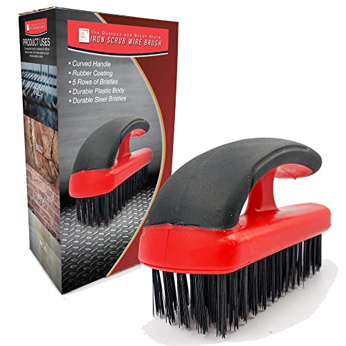 Handblock-Drahtbürste – Eisengriff, steife Metallbürste, robuster Draht zum Entrosten, Mauerwerk und Lackentfernung von TDBS The Dustpan and Brush Store