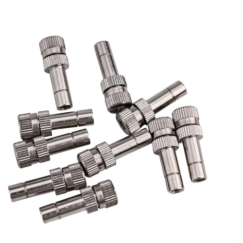 10 Stück Sprühdüsen 6 mm Schnellverbindungs-Nebelsprühköpfe 0,15–0,8 mm Kupfer Zerstäuberdüsen für Gartenbewässerung Gewächshaus Kühlung Terrasse Rasen Bewässerungssystem (0,4 mm) von TDCuizent