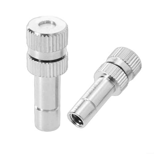 10 Stück Sprühdüsen 6 mm Schnellverbindungs-Nebelsprühköpfe 0,15–0,8 mm Kupfer Zerstäuberdüsen für Gartenbewässerung Gewächshaus Kühlung Terrasse Rasen Bewässerungssystem (0,5 mm) von TDCuizent