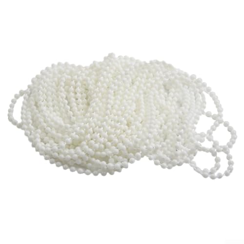 10 m lange Rollo-Kugelkette mit Verbindungsstücken für vertikale Raffrollos, horizontale Jalousien, Fensterblenden, Ersatzteile, weiße Kunststoffperlen, Zugkette mit 10 Verbindungsstücken von TDCuizent