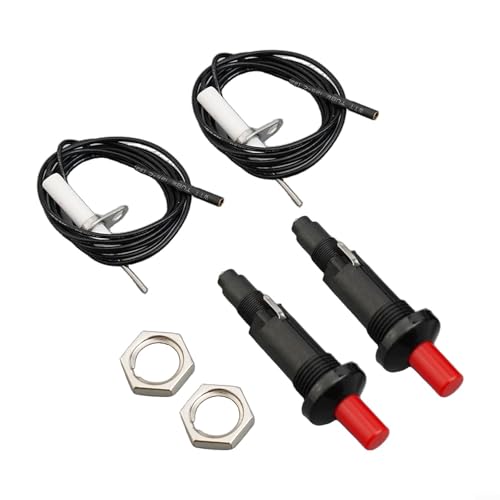 2er-Pack Piezozünder Druckknopf Ersatz für Gaskamin Grill BBQ Herd, hochtemperaturbeständiger Funkengenerator mit 1 m Kabel, einfache Installation, über 35000 Mal Lebensdauer von TDCuizent
