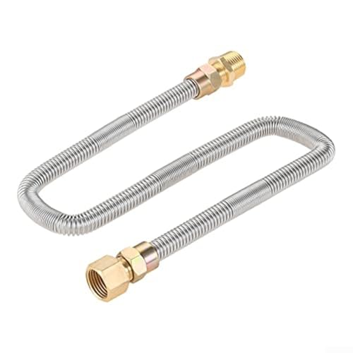 61.0 cm Edelstahl Wellgasschlauch Flexibles Propan Anschlussrohr 1/2 NPT Stecker Adapter Feuer Kamin Außen Heizgerät Balg Design Einfache Installation Silber von TDCuizent