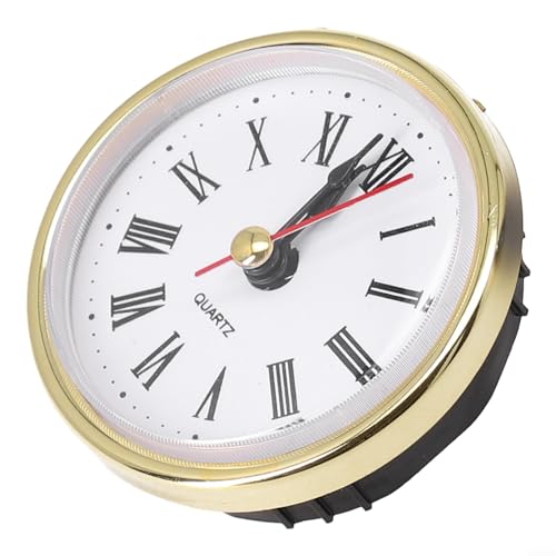 65 mm Quarz-Uhrwerk-Einsatz mit römischen Zahlen, goldener Rand, weißes Zifferblatt, DIY-Uhrenteile, Ersatz-Set für Uhrherstellung, Reparatur, Uhrsockel-Installation (Gold) von TDCuizent