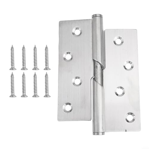 Aufsteigende Türscharniere aus Edelstahl, abnehmbare Stoßscharniere, links und rechts, Öffnungsbeschläge für Innenraum, Badezimmer, WC, Tor, mit glattem Lager (10,2 cm links) von TDCuizent