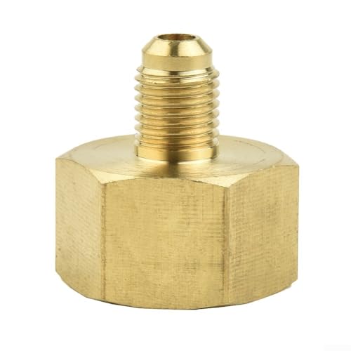 Auto-Klimaanlage R134A Adapter Flasche Messing Anschluss 5/8 Zoll auf 1/4 Zoll SAE Außengewinde Umwandlung Fitting für Automobil-Wechselstromsystem Goldton 32 mm Länge Auto-Klimaanlage R134A Adapter Flasche Messing Anschluss 5/8 Zoll auf 1/4 Zoll SAE Außengewinde Umwandlung Fitting für Automobil-Wechselstromsystem Goldton 32 mm Länge von TDCuizent