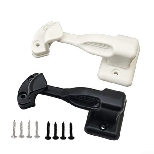 Caravan Door Holder Rotating Latch Lock Door Stop Mechanism with Screws Black and White 97x46mm Nylon Door Lock for RV Camper Trailer Mobile Home Boat Wohnmobil-Möbel Hardware (White) von TDCuizent