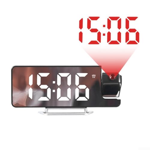 Digitaler Projektionswecker mit Temperaturanzeige, LED-Bildschirm, Zeitprojektor, Dual-Wecker mit USB-Ladeanschluss, Schlummerfunktion, 180 Grad drehbar, für Schlafzimmer, Decke, Wand (weißes Licht) Digitaler Projektionswecker mit Temperaturanzeige, LED-Bildschirm, Zeitprojektor, Dual-Wecker mit USB-Ladeanschluss, Schlummerfunktion, 180 Grad drehbar, für Schlafzimmer, Decke, Wand (weißes Licht) von TDCuizent