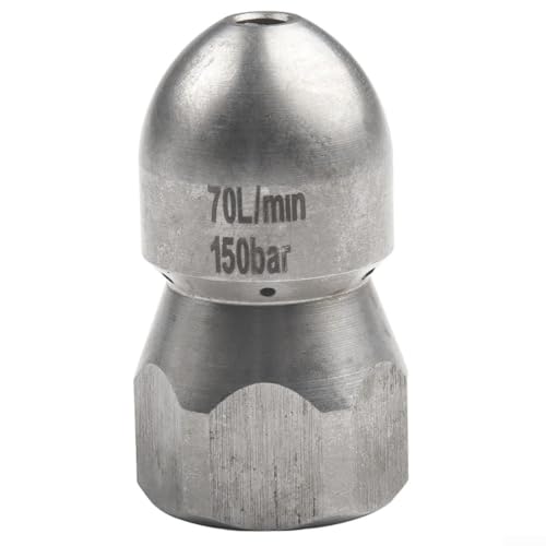 Edelstahl Abflussdüse, Hochdruckreiniger, Rohrreiniger-Aufsatz mit mehreren Sprühlöchern für die Reinigung von Kanalisationsabflüssen, Gartenschläuchen G1/2 Zoll Gewinde (A) von TDCuizent