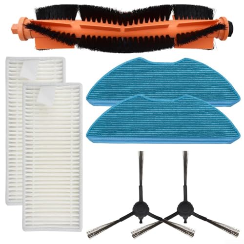 Hauptbürste Ersatzteile Set mit Seitenbürsten Filter Wischtücher Kompatibel mit HomeRun 3000 Series XU3100/01 XU3110/02 XU3000/01 XU3000/02 XV1430/00 Roboter Staubsauger Zubehör(A) von TDCuizent