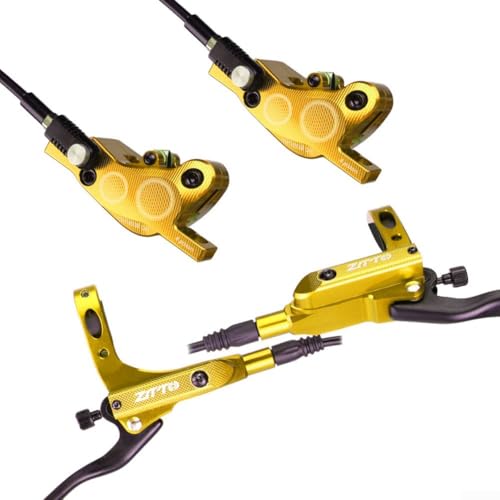 Hydraulisches Scheibenbremsen-Set für Mountainbikes, 4-Kolben-Design, Aluminiumlegierung, Vorder- und Hinterradbremse, Montage mit Ölleitungen für MJ-01F Bremsbeläge für Off-Road und Urban Cycling von TDCuizent