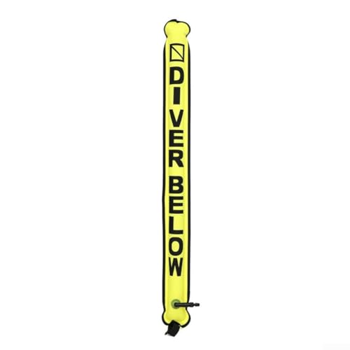 Professionelle Tauchoberflächen-Markierungsboje 115 cm aufblasbares Signalrohr SMB-Sicherheitsgerät mit Mundpumpe Ablassventil aus 210D Nylon für Unterwasseraktivitäten, Rot (gelb) von TDCuizent