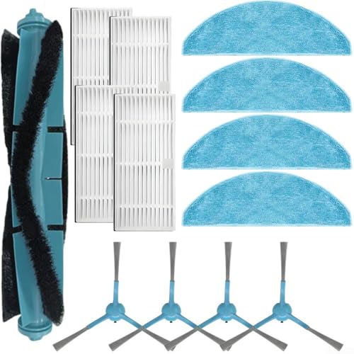 TDCuizent Für Mamibot EXVAC900S für EXCEEDER und für Blaupunkt für Bluebot Precision Plus kompatibles Hauptbürsten-Seitenbürstenfilter und Wischmopp-Ersatz-Set für Roboter-Staubsauger von TDCuizent