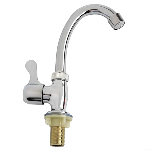TDCuizent Küchenspüle Wasserhahn Einhandgriff Kaltwasserhahn Kunststoff Stahlkonstruktion Einfache Installation Modernes Einhebel-Design Silber für Arbeitsplatte oder Waschbecken von TDCuizent