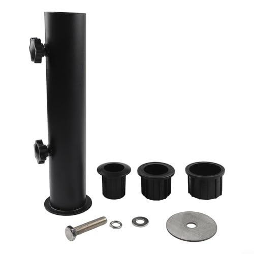 TDCuizent Outdoor Sonnenschirm-Basishalterung Rohr Schraubstange Set mit 3 Rohrhülsen für Gartenschirm Unterstützung Edelstahl Terrasse Regenschirm Ständer Halter Einstellbar Bolt Down Rohr für Strand von TDCuizent