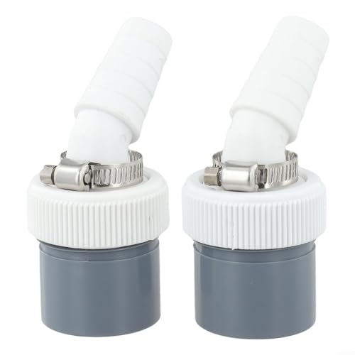 TDCuizent PVC-Waschmaschinen-Ablaufadapter, 40 mm Auslass, 18–24 mm Einlass, Geschirrspüler, Wäschetrockner, Abwasserrohrverbinder mit Schlauchschellen, Rückflussschutz, 45 Grad abgewinkelte Düse von TDCuizent