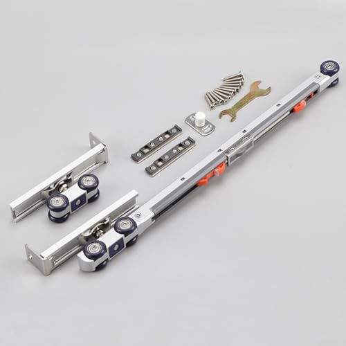 TDCuizent Schiebetür-Riemenscheibensystem, bidirektionale Dämpfung, Pufferrad, robuste Zinklegierung, Hängeschiene, Hardware für Holztüren, Heimwerker, Gebäude-Installationsset (60 kg) von TDCuizent