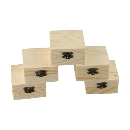 TDCuizent Schmuck-Aufbewahrungsboxen aus Holz, 5 Stück, Flip-Top, Schmuck-Organizer mit Riegeln und Scharnieren, kleine Bastelarbeiten, Andenken-Hüllen für Desktop-Postkarten, DIY, Personalisierung TDCuizent Schmuck-Aufbewahrungsboxen aus Holz, 5 Stück, Flip-Top, Schmuck-Organizer mit Riegeln und Scharnieren, kleine Bastelarbeiten, Andenken-Hüllen für Desktop-Postkarten, DIY, Personalisierung von TDCuizent