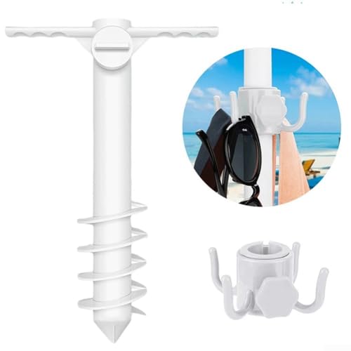 TDCuizent Strandschirm Sand Anker Hängehaken Set Safe Schraube Ständer Halter für Outdoor Baldachin Zelt Winddichte Stabilität Weiß Kunststoff Tragbares Camping Zubehör von TDCuizent