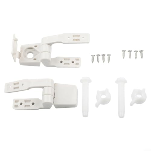 TDCuizent WC-Sitz-Scharnier-Ersatz-Set mit Schrauben, Muttern – Kunststoff-WC-Deckelscharniere für die meisten vorderen WC-Sitze – weißes komplettes Hardware-Set von TDCuizent