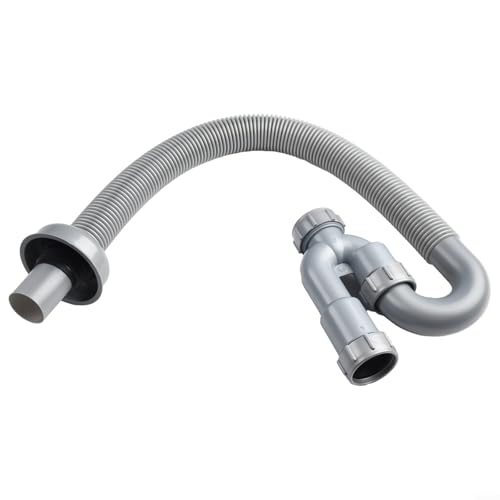 TDCuizent Waschbeckenfalle U-förmiges Abflussrohr Flexibler einziehbarer Abfallbehälter Kunststoff Sanitärrohr mit großer Durchflusskapazität und luftdichter Wasserdichtung für Waschtisch Kanalisation von TDCuizent