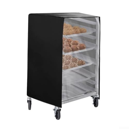 TDCuizent Wasserdichte Brotregal-Abdeckung für 10-stöckige Bleche oder Duttpfannen, robustes 210D-Oxford mit transparenter PVC-Vorderseite und Reißverschluss, belüftetes Design für von TDCuizent