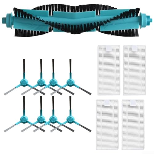 TDCuizent für Cecotec für Conga 1690 1890 2090 2290 2690 Kompatibles Roboter-Staubsaugerzubehör-Set V-Form Hauptrollenbürste 8 Seitenbürsten 4 HEPA-Filter Ersatz-Kit für Teppiche Ecken Kanten von TDCuizent