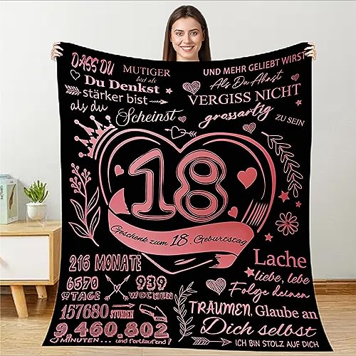 TDDKFB Kuscheldecke Flauschige Decke Geschenke An Meine 18. Geburtstag mädchen,Mama's Soft Positive Encouragement Personalisierte Geburtstag Decke Geschenk für Meine 18 Jahre alte Tochter von TDDKFB