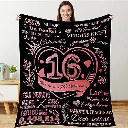 Kuscheldecke Flauschige Decke Geschenke An Meine Tochter,Mama und Papa zu Mädchen Weiche Positiv Ermutigen Personalisierte DeutscheNachricht Geburtstagsdecke,16.Geburtstag für Mädchen… B0CF9T3JZW von TDDKFB