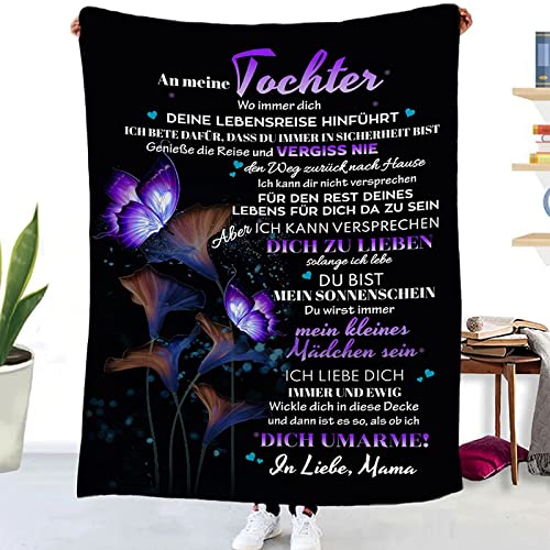 Kuscheldecke Flauschige Personalisierte Decke Geschenke An Meine Tochter,Mutter für Tochter Positiv Ermutigen Decke Deutsch Flanell Wohndecke für Couch Bett Tv-Decken Geschenk von TDDKFB