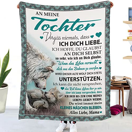 Kuscheldecke Personalisierte,Mutter Für Decke An Meine Tochter Deutsche Nachricht Briefdecke, Weiche Flanelldecke Für Wohndecke Wohnzimmerdecke Tv-Decken Geschenk Weihnachten von TDDKFB