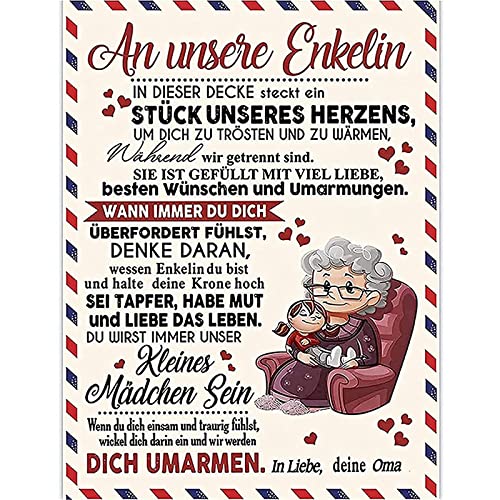 TDDKFB Kuscheldecke Personalisierte Decke An Meine Enkelin,Oma Für Enkelin Luftpost Positiv Ermutigen Decke(deutsch) Für Sofa Bett-Tv Reisen Geburtstag Weihnachten Geschenk von TDDKFB