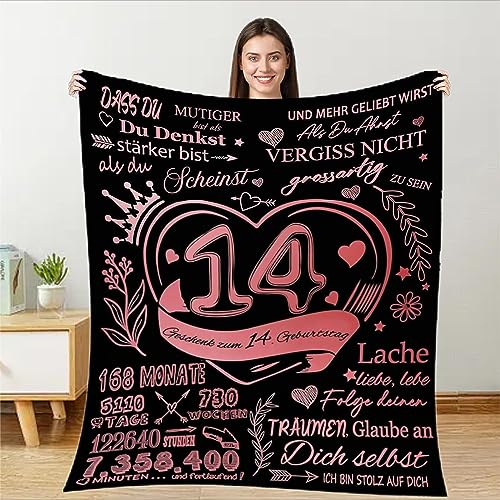 TDDKFB 14.Geburtstag Mädchen, Personalisierte Geschenke Decke, Geschenke für 14 Jährige Tochter Schwester Freundin, Spaßgeschenk zum 14. Geburtstag, Flauschige Kuscheldecke TDDKFB 14.Geburtstag Mädchen, Personalisierte Geschenke Decke, Geschenke für 14 Jährige Tochter Schwester Freundin, Spaßgeschenk zum 14. Geburtstag, Flauschige Kuscheldecke von TDDKFB