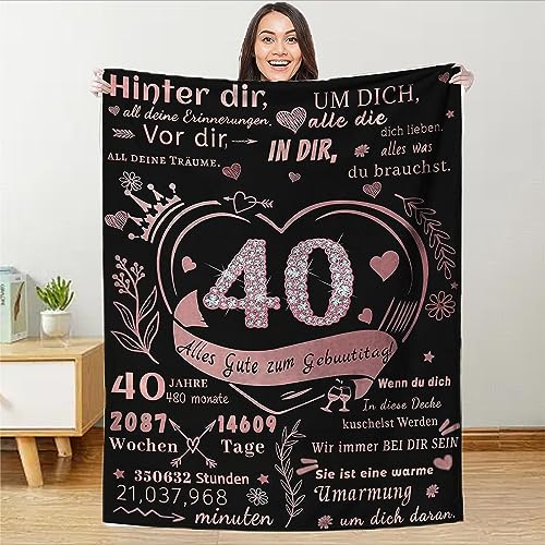 TDDKFB 40 Geburtstag Frauen Personalisierte Decke,40.Geburtstagsgeschenke Kuscheldecke,Freundschaft Geschenke Decke für Sofa,füR Beste Freundin Frauen Schwester Ehefrau Kollegin von TDDKFB