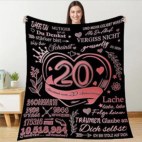 TDDKFB Geschenk zum 20. Geburtstag Mädchen, Kuscheldecke Geschenkideen für 20Geburtstag Frauen, Personalisierte Geschenke Decke, Geschenke für 20Jährige Tochter Schwester Freundin von TDDKFB