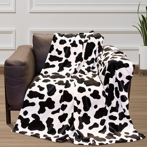 TDDKFB Kuh Decke Kuhmuster Kuscheldecke Schwarz Weiß,Weich Fleece Decke Flauschig Kuhflecken Wohndecke Couchdecke Sofadecke Geschenk für Kuh Liebhaber von TDDKFB