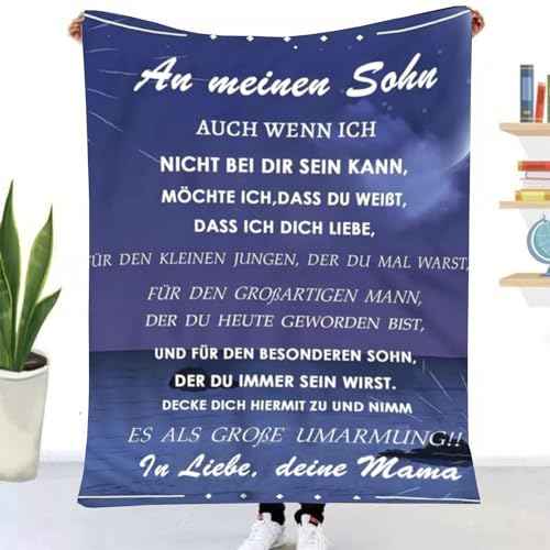 TDDKFB Kuscheldecke Flauschige Personalisierte Decke Geschenke An Meinen Sohn,Mutter Für Sohn Luftpost Positiv Ermutigen Decke,Super Weiche Decke Flanell eeignet Für Sofa Reisen von TDDKFB