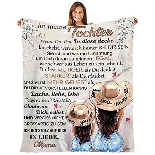 TDDKFB Kuscheldecke Flauschige Personalisierte Geschenke, An Meine Tochter Nachricht Brief Decke, Mutter für Tochter Positiv Ermutigen Decke Deutsch,Weihnachten Geschenke von TDDKFB