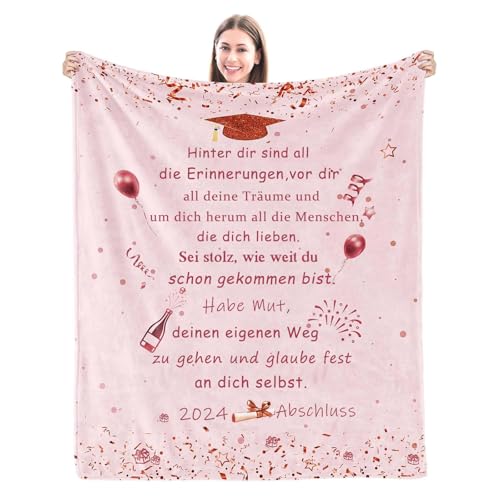 TDDKFB Personalisiert 2024 Abschluss Decken Inspirierende Graduation Mitgebsel für Frauen Herren Freund Prüfung Bestanden Geschenk,Abschluss Geschenke Decken 2025 Schulabschluss Decken von TDDKFB