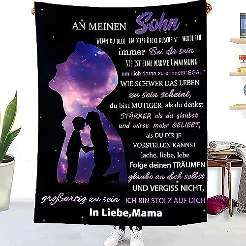 TDDKFB Personalisierte Kuscheldecke an Meine Sohn von Mutter,Mama für Sohn Luftpost Positiv Ermutigen Decke zur Liebe Geeignet,Super Flauschige Weiche Decke Anzug, Sofa,Reisen von TDDKFB