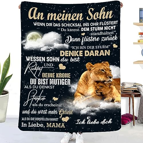 TDDKFB Personalisierte Kuscheldecke an Meine Sohn von Mutter,Mama für Sohn Luftpost Positiv Ermutigen Decke zur Liebe Geeignet,Super Flauschige Weiche Decke Anzug, Sofa,Reisen von TDDKFB