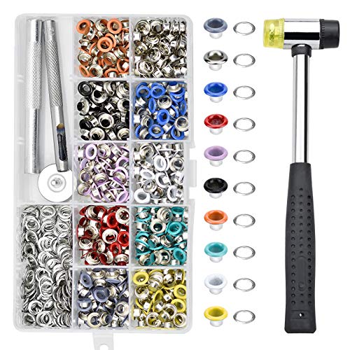 500 Stück Ösen Set Grommet Werkzeug Tülle Ösen Scheiben Ösenzange Metallösen 5mm mit Locheisen Planenösen Werkzeuge für Schuhe Leder Taschen Kleidung von TDDL